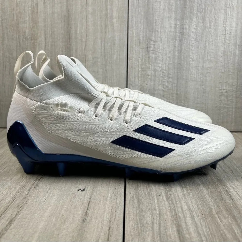 NEW Adidas Adizero Primeknit Football Cleats‎ White Navy gv9624 Mens Size 13